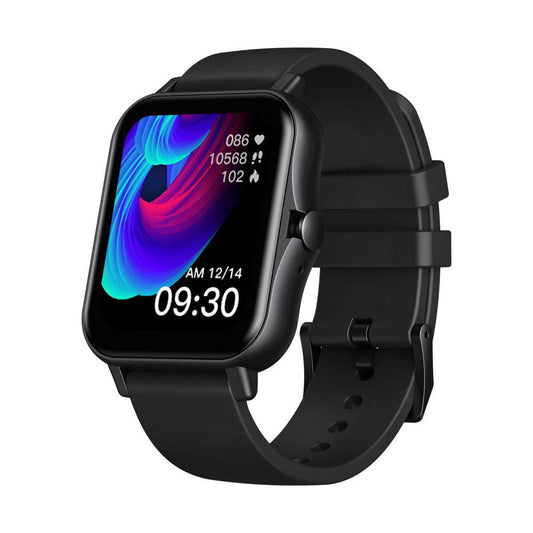 Black smart watch with Bluetooth call, heart rate and blood oxygen monitoring, 1.69-inch HD touchscreen, silicone strap, 210mAh battery, fitness tracking features