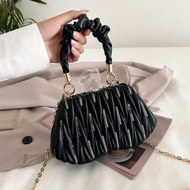 Fashion Chain Pleated Portable Messenger Bag - AMIR BAGS INDIA PRIVATE LIMITED