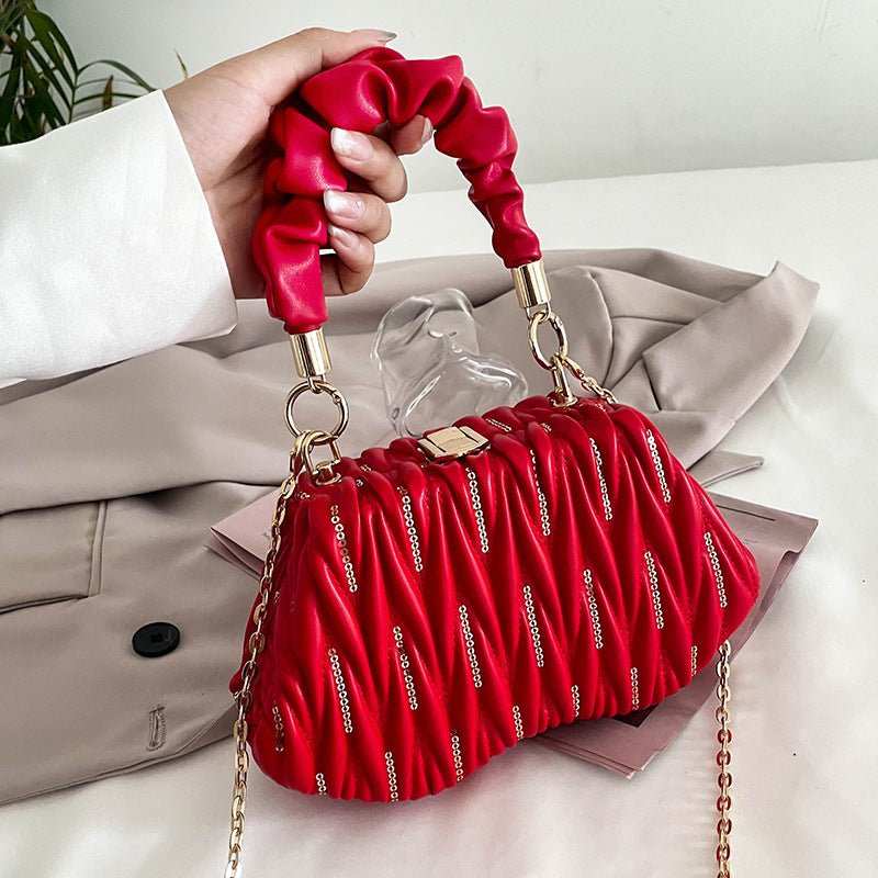 Fashion Chain Pleated Portable Messenger Bag - AMIR BAGS INDIA PRIVATE LIMITED