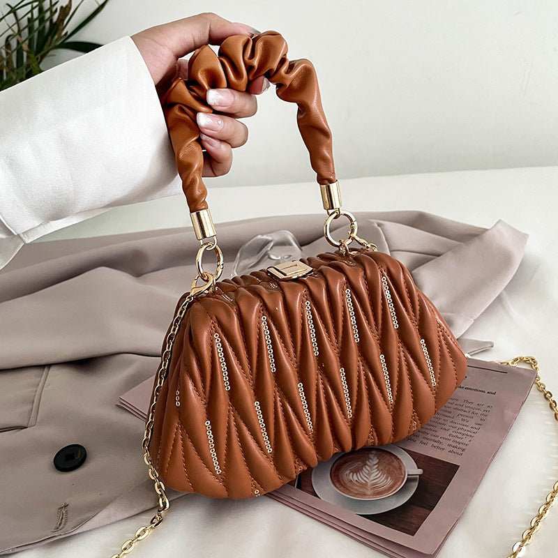 Fashion Chain Pleated Portable Messenger Bag - AMIR BAGS INDIA PRIVATE LIMITED