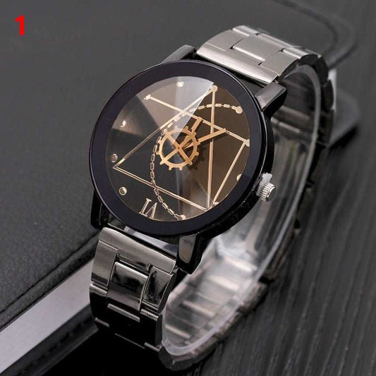 Fashion Gear Compass Turntable Steel Watch Men And Women Couple Watches - AMIR BAGS INDIA PRIVATE LIMITED
