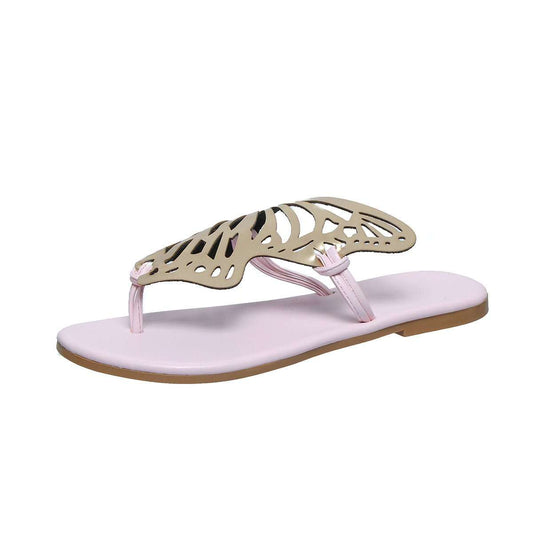 Fashion Hollow Butterfly Flip - Flops Summer Sandals For Women Casual Beach Shoes New Low Heel Flat Slides Slippers - AMIR BAGS INDIA PRIVATE LIMITED