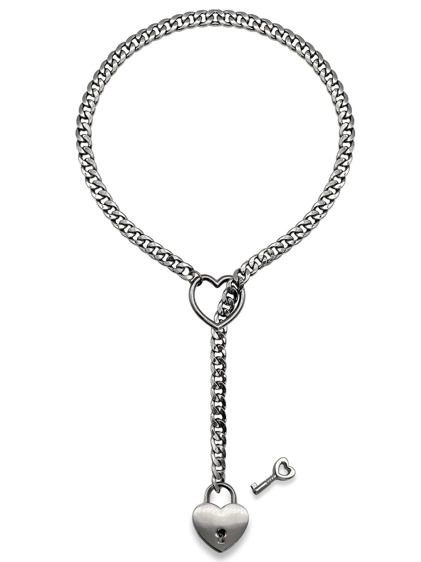 Fashion Jewelry 2024 New Slip Chain Necklace Heart O - Ring Rock Cuban Long Necklace Adjustable Heart Shaped Lock Core With Key - AMIR BAGS INDIA PRIVATE LIMITED