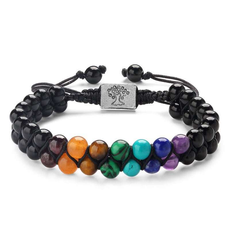 Fashion Jewelry 6mm 7 Chakra Stone Bead Yoga Meditation Bracelet Healing Crystal Double Layer Natural Gemstone Beaded Anxiety Bracelets For Women - AMIR BAGS INDIA PRIVATE LIMITED