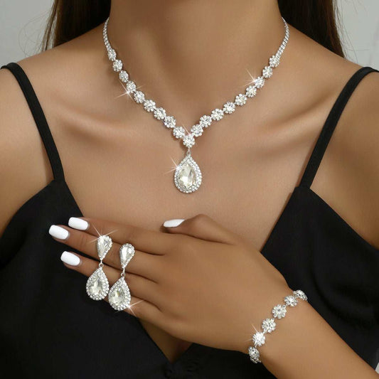 Fashion Jewelry Bridal Jewelry Suit Necklace Ear Stud Bracelet Three - piece Set - AMIR BAGS INDIA PRIVATE LIMITED
