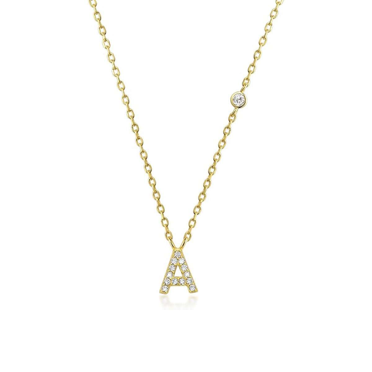Fashion Jewelry Luxury Gold Color A - Z 26 Letters Necklace CZ Pendant For Women Cute Initials Name Necklace Fashion Party Wedding Jewelry Gift - AMIR BAGS INDIA PRIVATE LIMITED