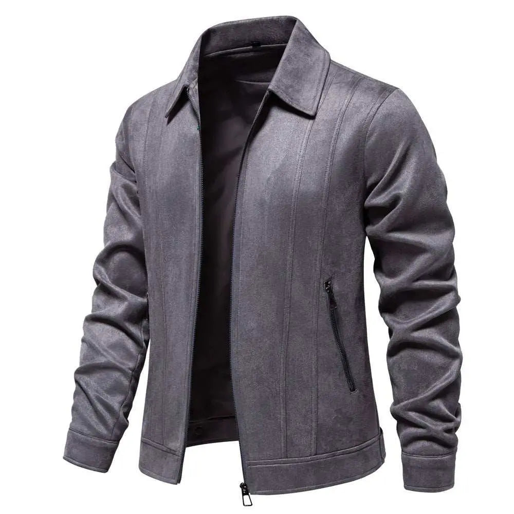 Fashion Lapel Zipper Jacket Autumn And Winter Solid Suede Coat Men's Clothing Outdoor - AMIR BAGS INDIA PRIVATE LIMITED