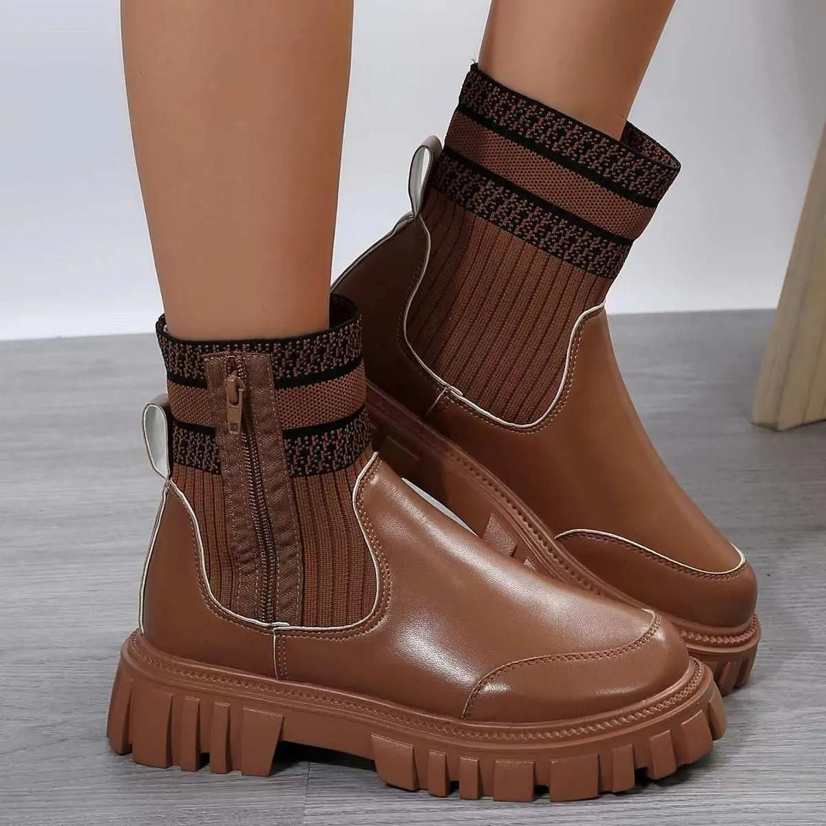 Fashion Mid-tube Boots With Zipper Design Non-slip Thick Sole Elastic Overview:Unique design, stylish and beautiful.Good material, comfortable feet.A variety of colors, any choice.Specification:Closing method: Side zipperHeel height: lDropshipmanAMIR BAGS INDIA PRIVATE LIMITEDnull