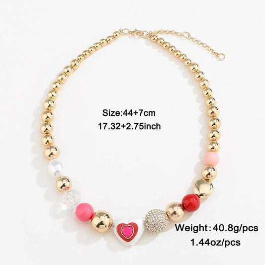 Fashion Original Design Heart Peach Pearl Combination Bracelet Suit - AMIR BAGS INDIA PRIVATE LIMITED