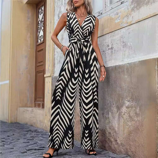 Fashionable High Waist Lace - up Wide Leg Jumpsuit For Women - AMIR BAGS INDIA PRIVATE LIMITED