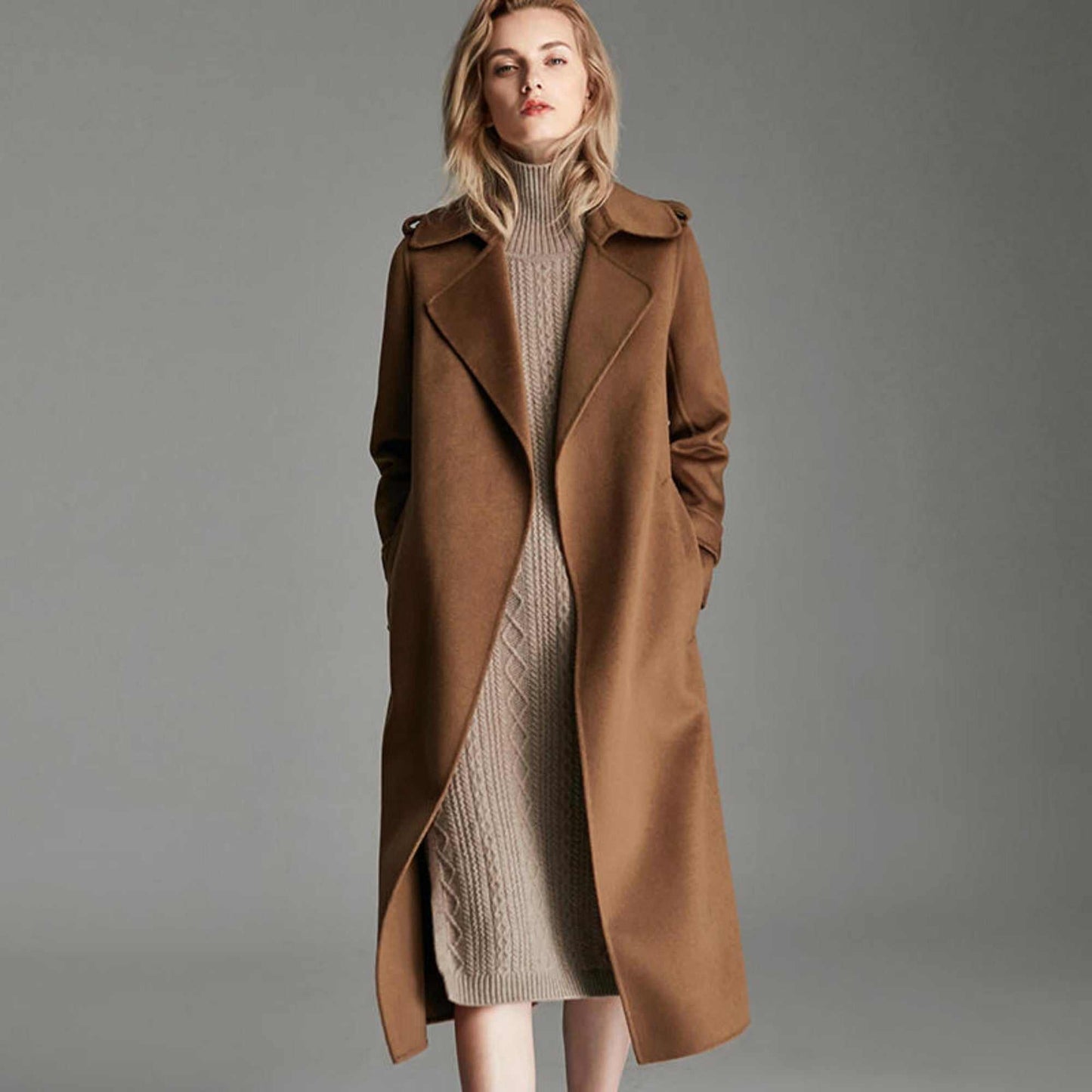 Fashionable Long Knee Length Woolen Jacket - AMIR BAGS INDIA PRIVATE LIMITED
