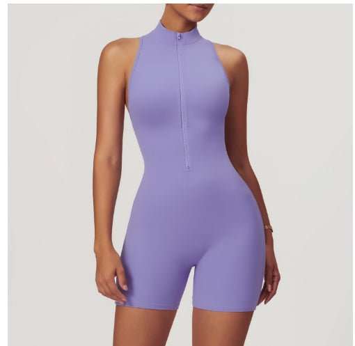 Fitness Yoga Jumpsuit With Zipper Summer Backless Shorts Jumpsuit Bodysuit For Women Clothing - AMIR BAGS INDIA PRIVATE LIMITED