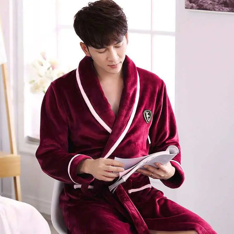 Flannel Thickened Long Section Bathrobe MenProduct information:Fabric name: flannelColor: men with wine red and white stripes, women with wine red and white stripes, men with green and white stripes, women wiDropshipmanAMIR BAGS INDIA PRIVATE LIMITEDnull