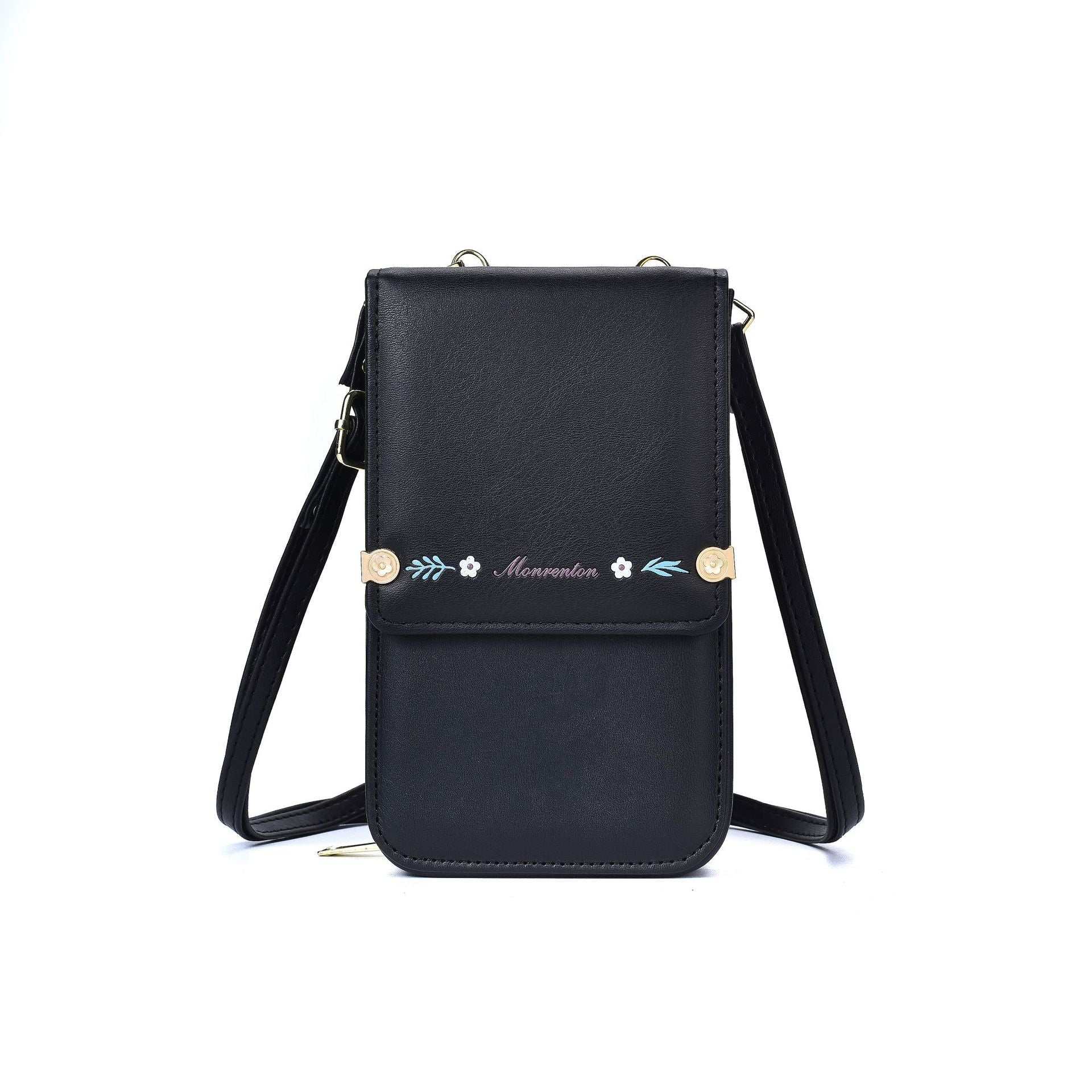 Flowers Embroidery Mobile Phone Bags For Women Ins Fashion Crossbody Shoulder Bag Ladies Long Wallet - AMIR BAGS INDIA PRIVATE LIMITED