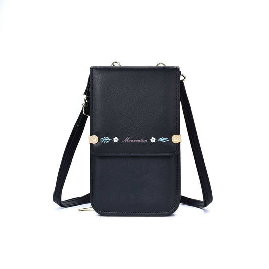 Flowers Embroidery Mobile Phone Bags For Women Ins Fashion Crossbody Shoulder Bag Ladies Long Wallet - AMIR BAGS INDIA PRIVATE LIMITED