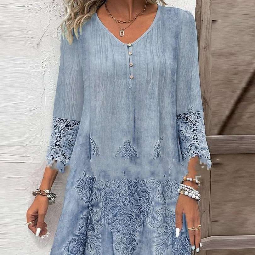 Flowers Lace Dress Summer Solid Color Womens Clothing - AMIR BAGS INDIA PRIVATE LIMITED