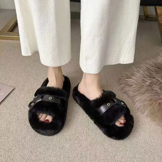 Fluffy Slippers Women's Flat Slippers - AMIR BAGS INDIA PRIVATE LIMITED