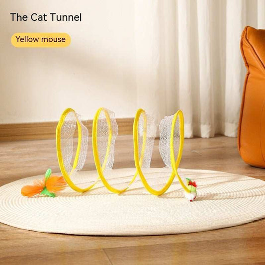 Folded Cat Tunnel S Type Cats Tunnel Spring Toy Mouse Tunnel Cat Outdoor Cat Toys For Kitten Interactive Cat Supplies - AMIR BAGS INDIA PRIVATE LIMITED