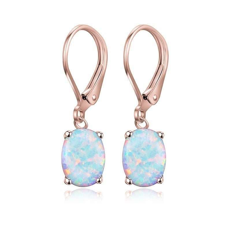Four - claw Oval Opal Earrings European And American Ornament - AMIR BAGS INDIA PRIVATE LIMITED