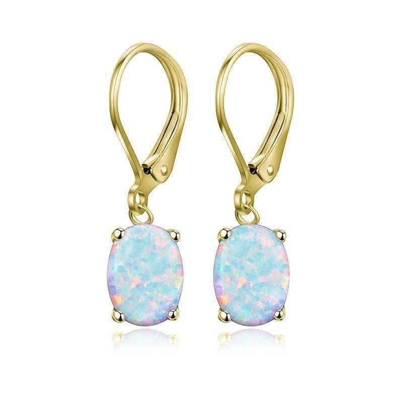 Four - claw Oval Opal Earrings European And American Ornament - AMIR BAGS INDIA PRIVATE LIMITED