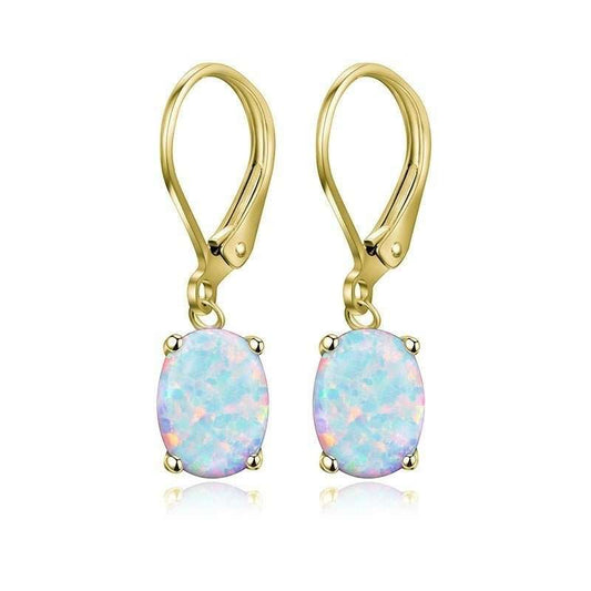 Four - claw Oval Opal Earrings European And American Ornament - AMIR BAGS INDIA PRIVATE LIMITED