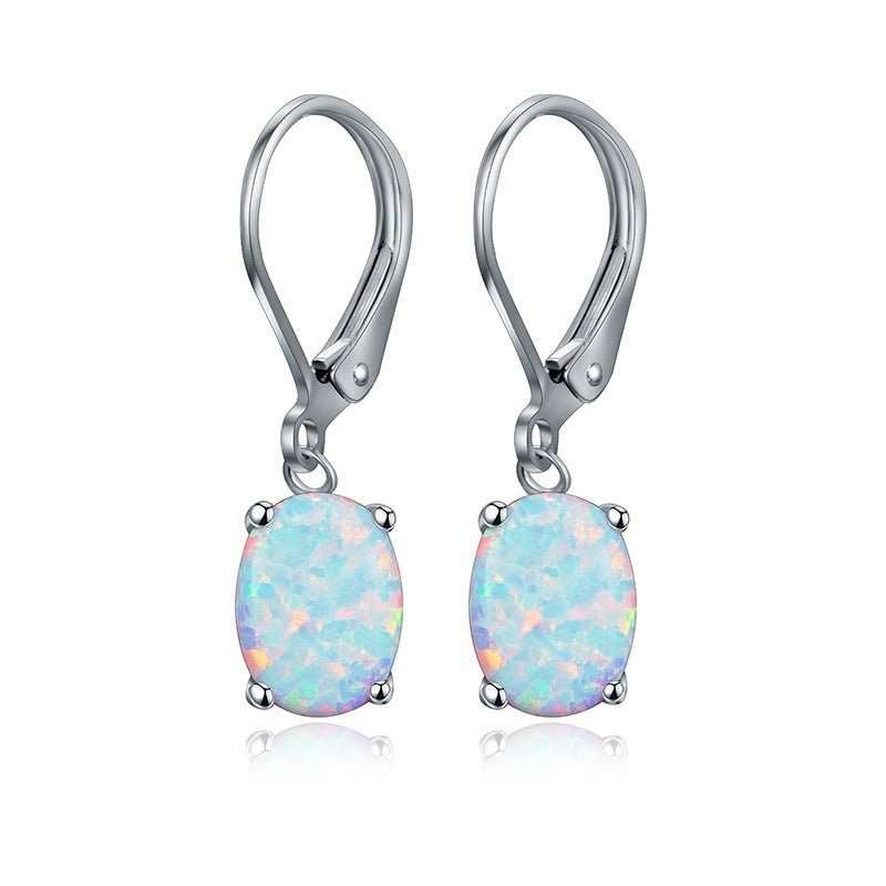 Four - claw Oval Opal Earrings European And American Ornament - AMIR BAGS INDIA PRIVATE LIMITED