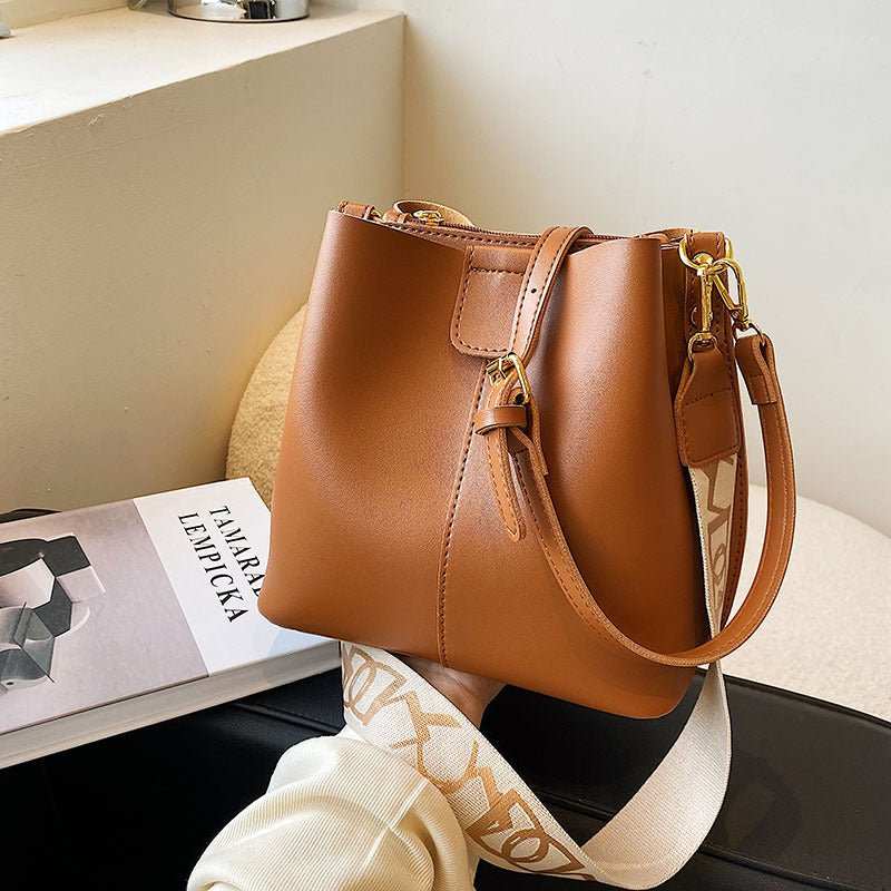 French Minority Design Simple Wide Shoulder Strap Bucket Bags Female - AMIR BAGS INDIA PRIVATE LIMITED