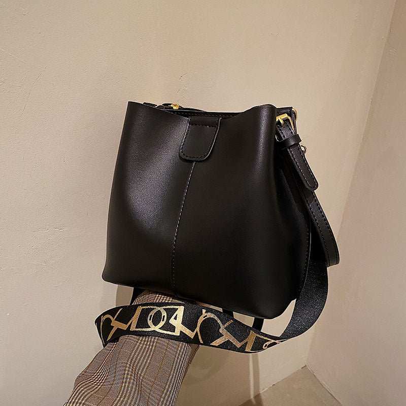 French Minority Design Simple Wide Shoulder Strap Bucket Bags Female - AMIR BAGS INDIA PRIVATE LIMITED