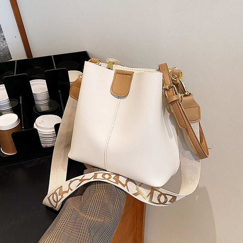 French Minority Design Simple Wide Shoulder Strap Bucket Bags Female - AMIR BAGS INDIA PRIVATE LIMITED