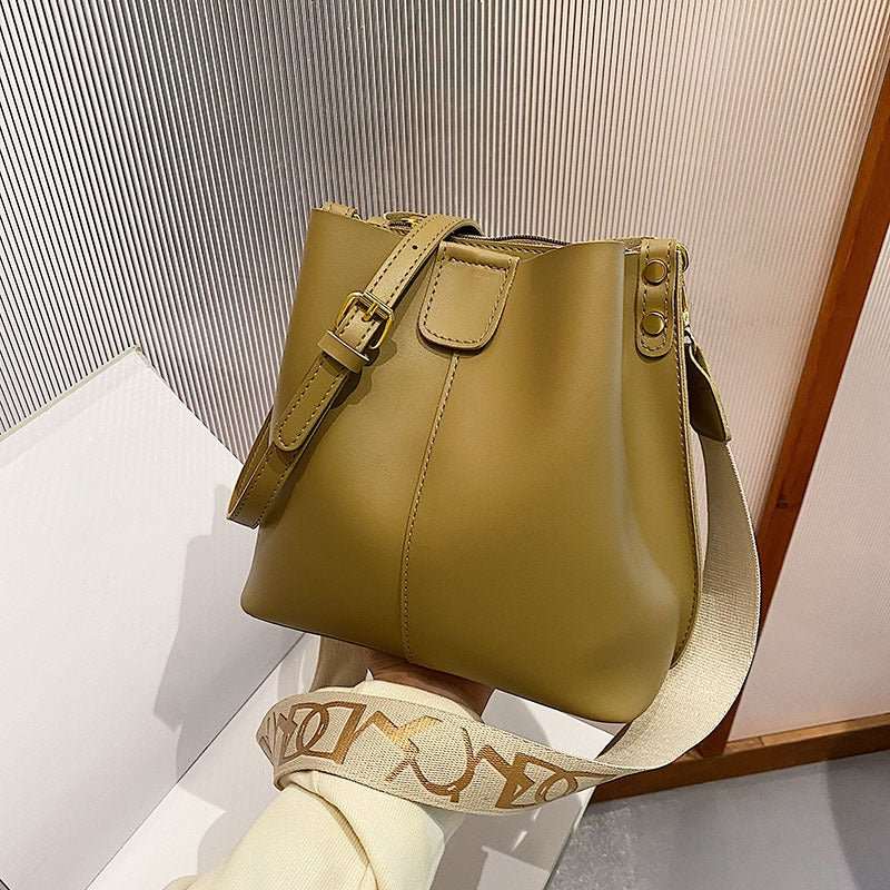 French Minority Design Simple Wide Shoulder Strap Bucket Bags Female - AMIR BAGS INDIA PRIVATE LIMITED