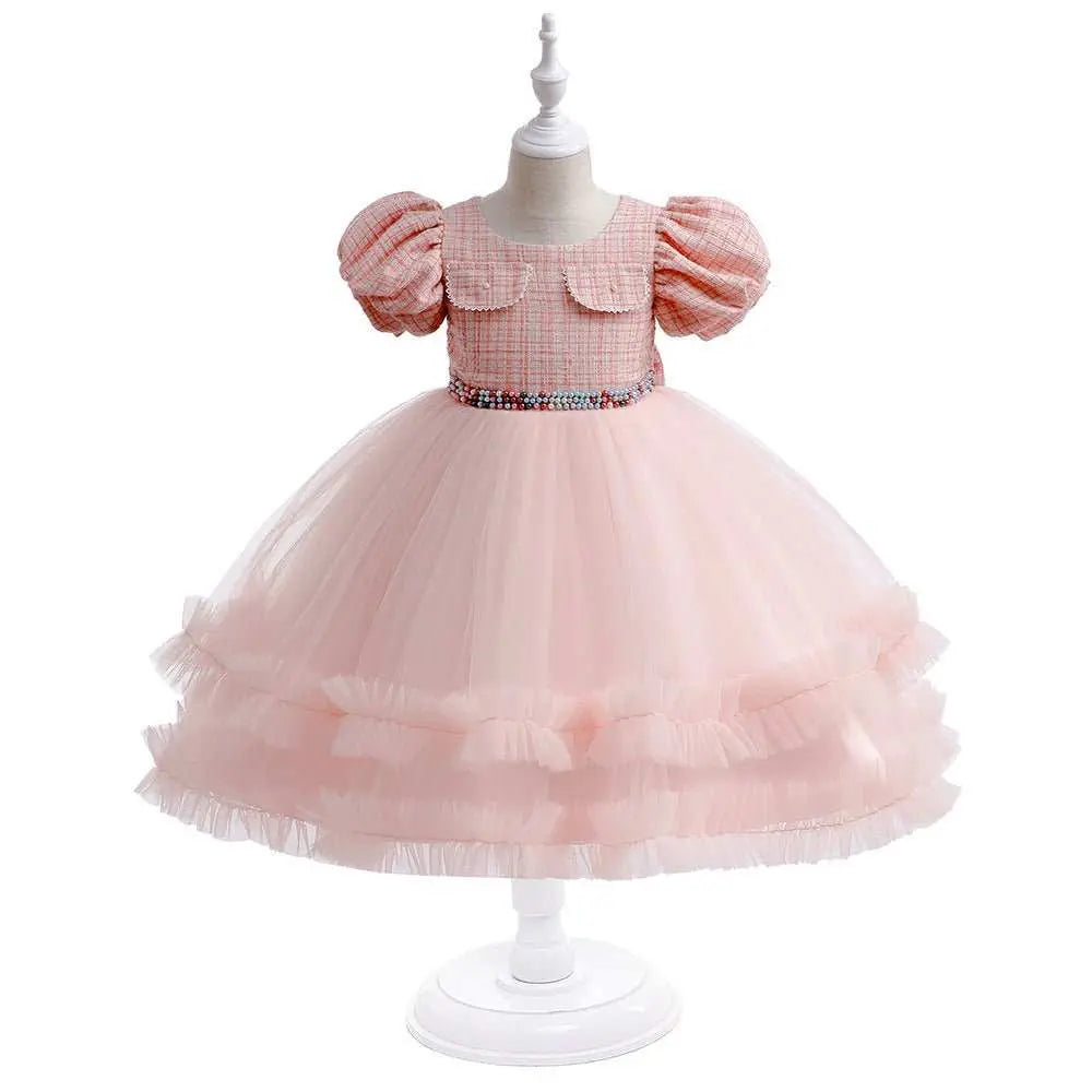 Girls' Fashion Halloween Mesh Stitching Puff Sleeve Dress - AMIR BAGS INDIA PRIVATE LIMITED