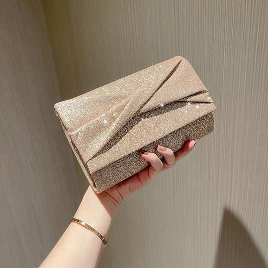 Gold Fashion Envelope Clutch - AMIR BAGS INDIA PRIVATE LIMITED