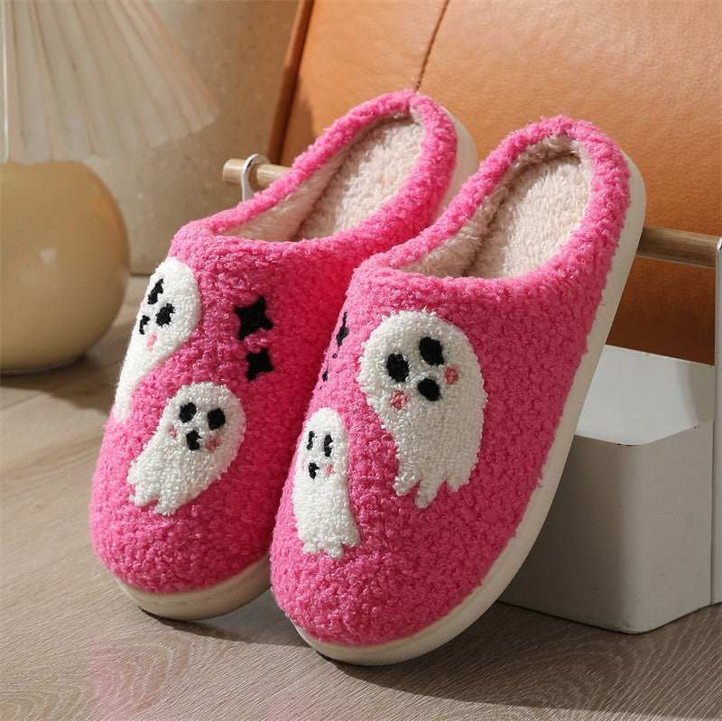 Halloween Cartoon Ghost Cotton Slippers For Women Indoor Non - slip Bedroom Floor Slipper Winter House Shoes - AMIR BAGS INDIA PRIVATE LIMITED