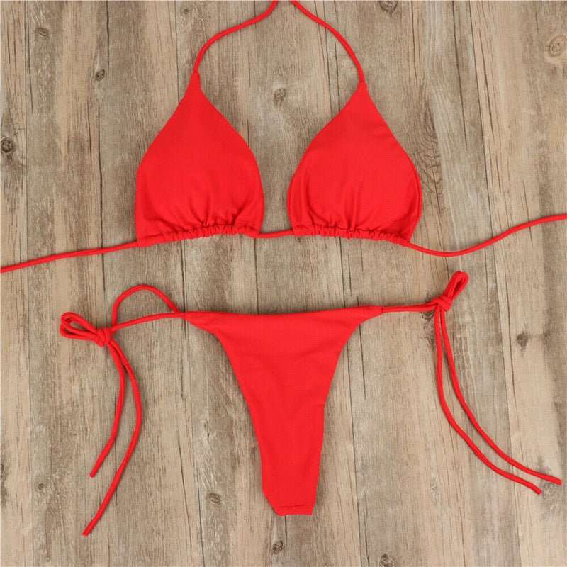 Halter Neck Tie Bikini Ladies Split Tie Swimsuit - AMIR BAGS INDIA PRIVATE LIMITED