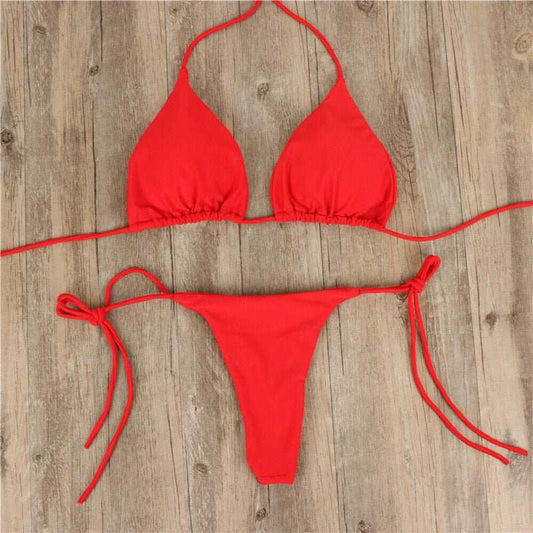 Halter Neck Tie Bikini Ladies Split Tie Swimsuit - AMIR BAGS INDIA PRIVATE LIMITED
