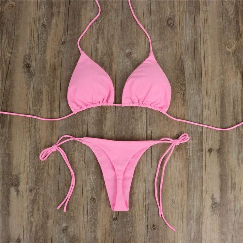 Halter Neck Tie Bikini Ladies Split Tie Swimsuit - AMIR BAGS INDIA PRIVATE LIMITED