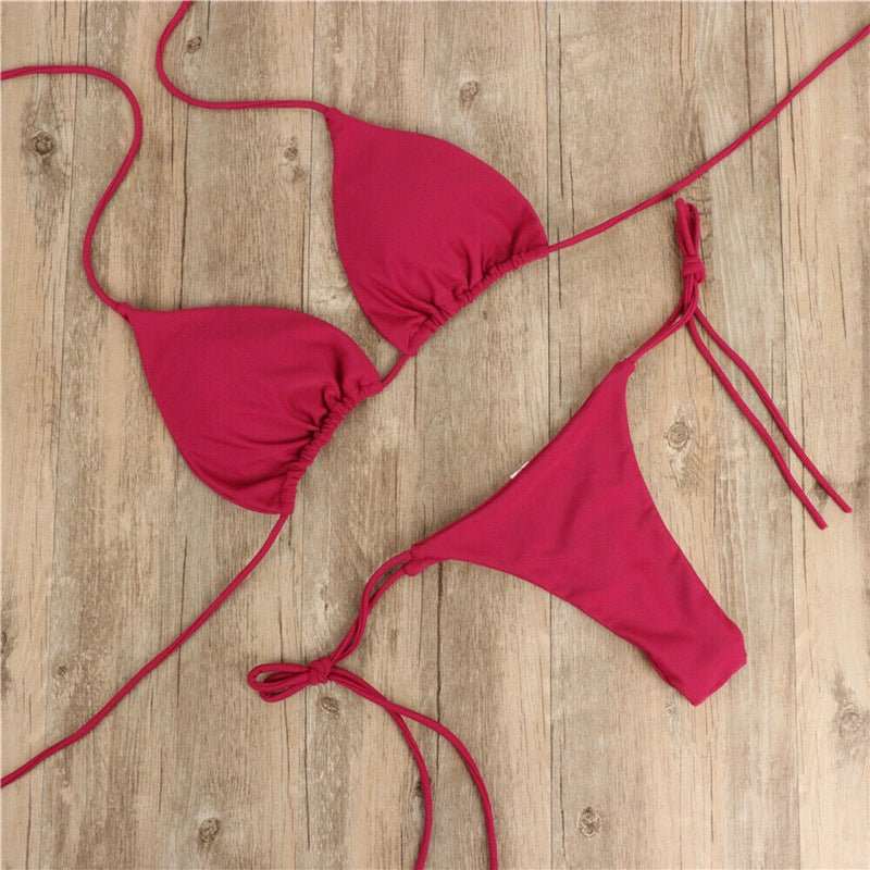 Halter Neck Tie Bikini Ladies Split Tie Swimsuit - AMIR BAGS INDIA PRIVATE LIMITED