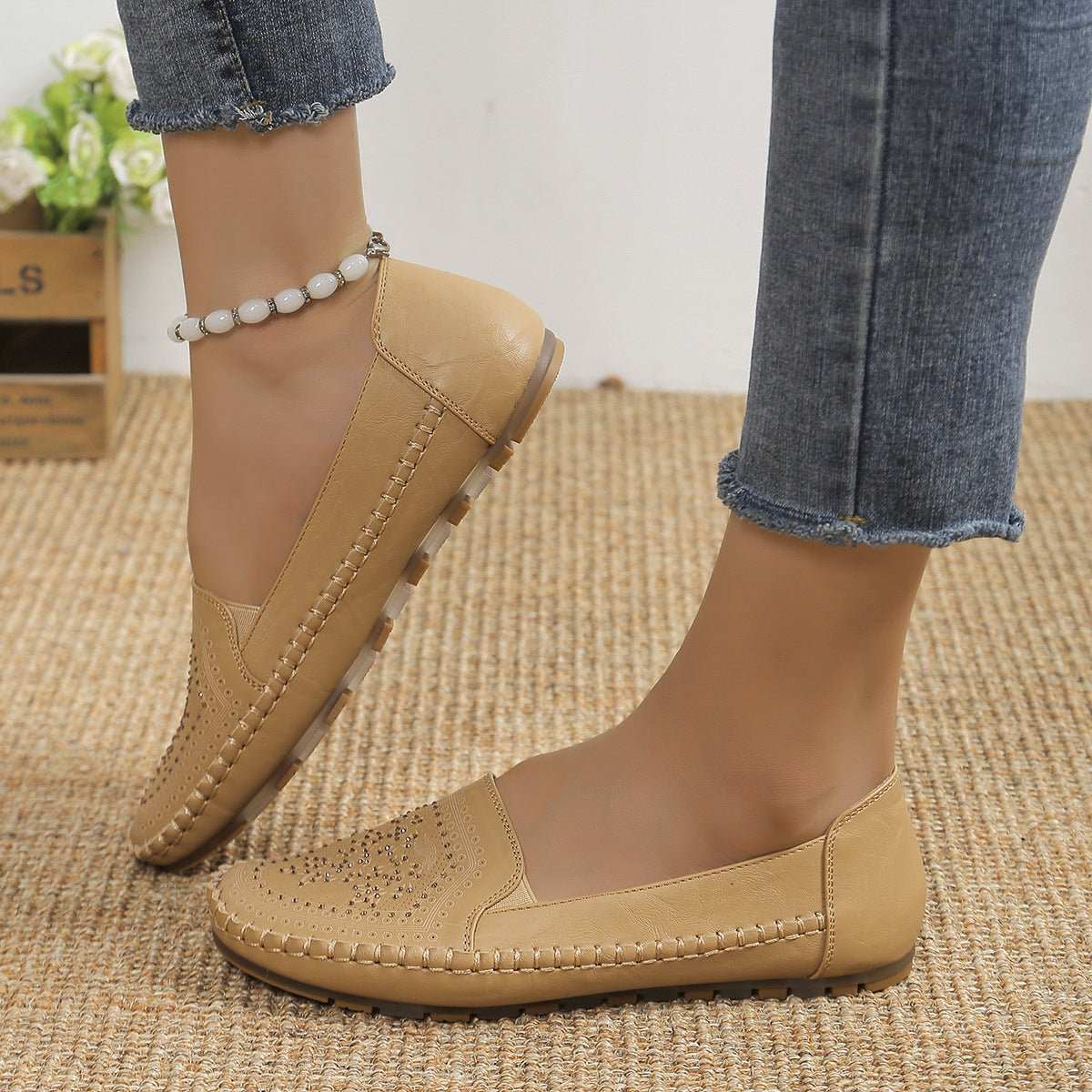 Handmade Stitching Gommino Solid Color Casual Women's Shoes - AMIR BAGS INDIA PRIVATE LIMITED
