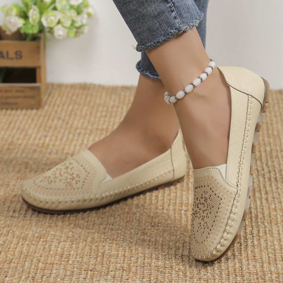 Handmade Stitching Gommino Solid Color Casual Women's Shoes - AMIR BAGS INDIA PRIVATE LIMITED