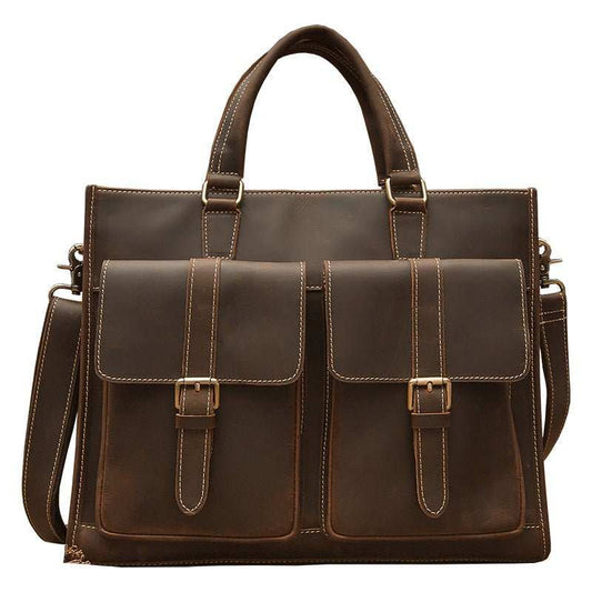 Handmade Vintage Leather Men's Briefcase - AMIR BAGS INDIA PRIVATE LIMITED