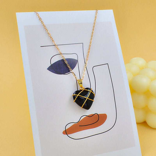 Heart Necklace Women Love Crystal Stone Necklace Summer - AMIR BAGS INDIA PRIVATE LIMITED