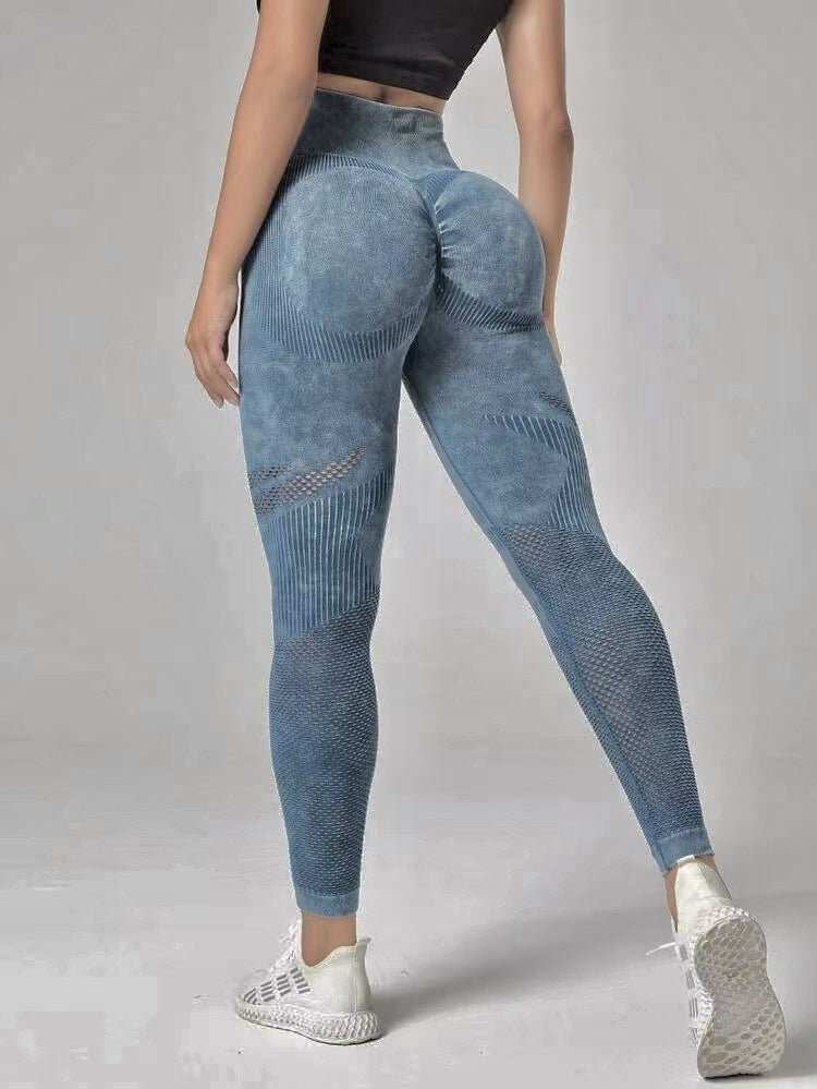 Hollow Design Seamless Leggings High Waist Hip Lifting Running Sports Fitness Yoga Pants Fashion Womens Clothing - AMIR BAGS INDIA PRIVATE LIMITED