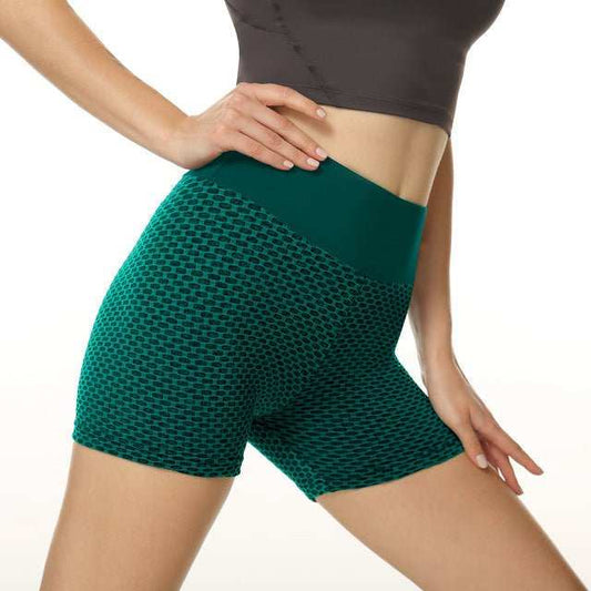 Honeycomb Design Yoga Pants Solid Color Hip - lifting Fitness Sports Shorts For Women - AMIR BAGS INDIA PRIVATE LIMITED
