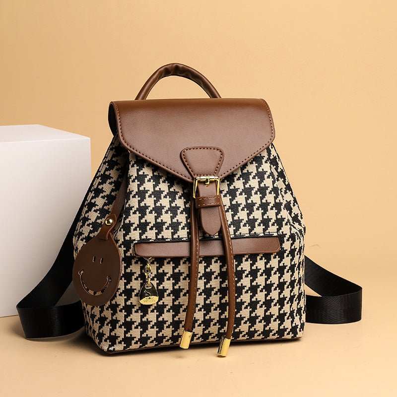 Houndstooth Backpack Women High Capacity Travel Bags Girls - AMIR BAGS INDIA PRIVATE LIMITED