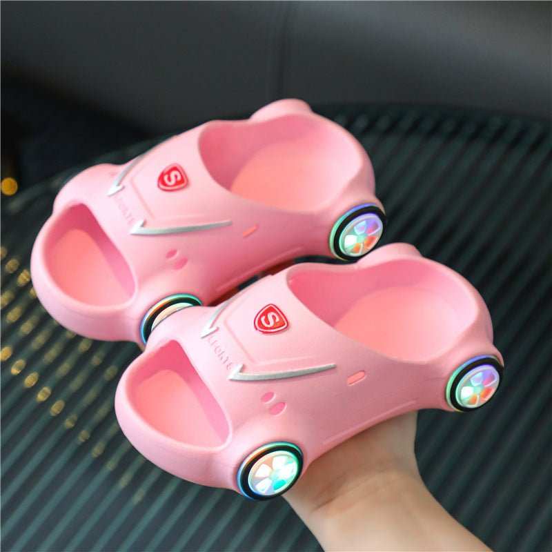 Kids Glowing Slippers Cartoon Car Sandals Children Sandals Anti Slip Boys Girls Luminous Slippers Summer Beach Shoes - AMIR BAGS INDIA PRIVATE LIMITED