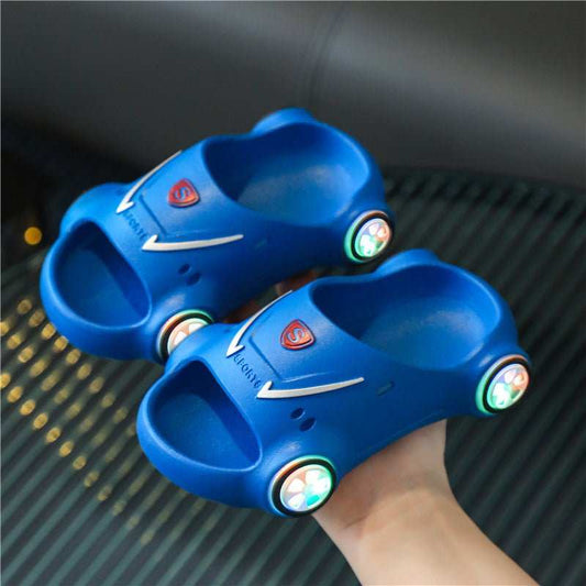 Kids Glowing Slippers Cartoon Car Sandals Children Sandals Anti Slip Boys Girls Luminous Slippers Summer Beach Shoes - AMIR BAGS INDIA PRIVATE LIMITED