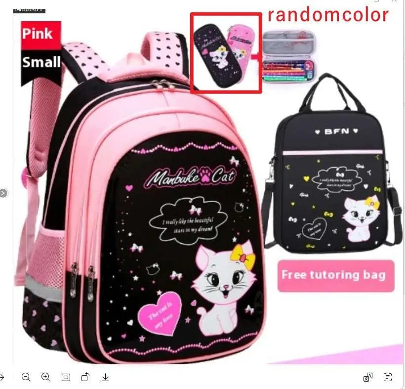 Kids School Cute Cat Print Backpack - AMIR BAGS INDIA PRIVATE LIMITED