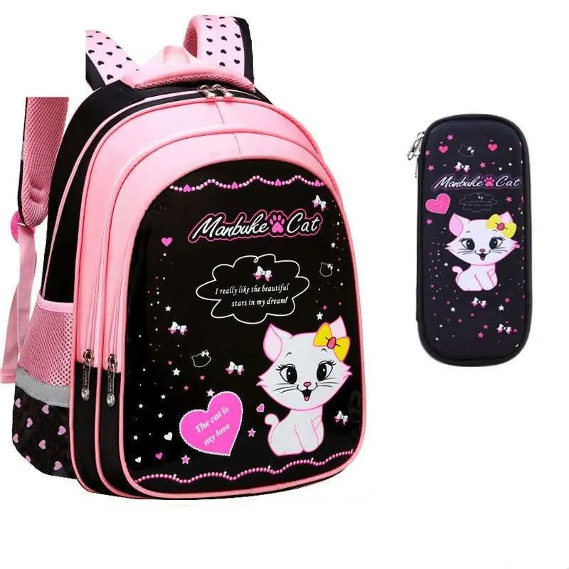 Kids School Cute Cat Print Backpack - AMIR BAGS INDIA PRIVATE LIMITED
