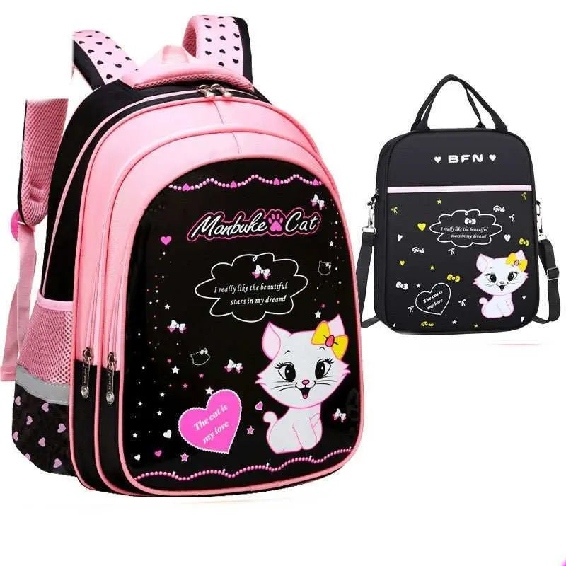 Kids School Cute Cat Print Backpack - AMIR BAGS INDIA PRIVATE LIMITED