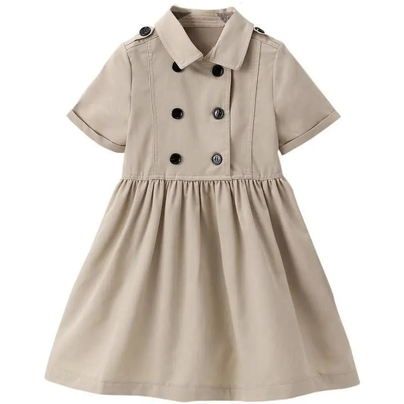 Kids Summer Clothing Beige Korean Style Children Shirt Girls' Dress Medium And Large Children's Dress Children Shirt - AMIR BAGS INDIA PRIVATE LIMITED